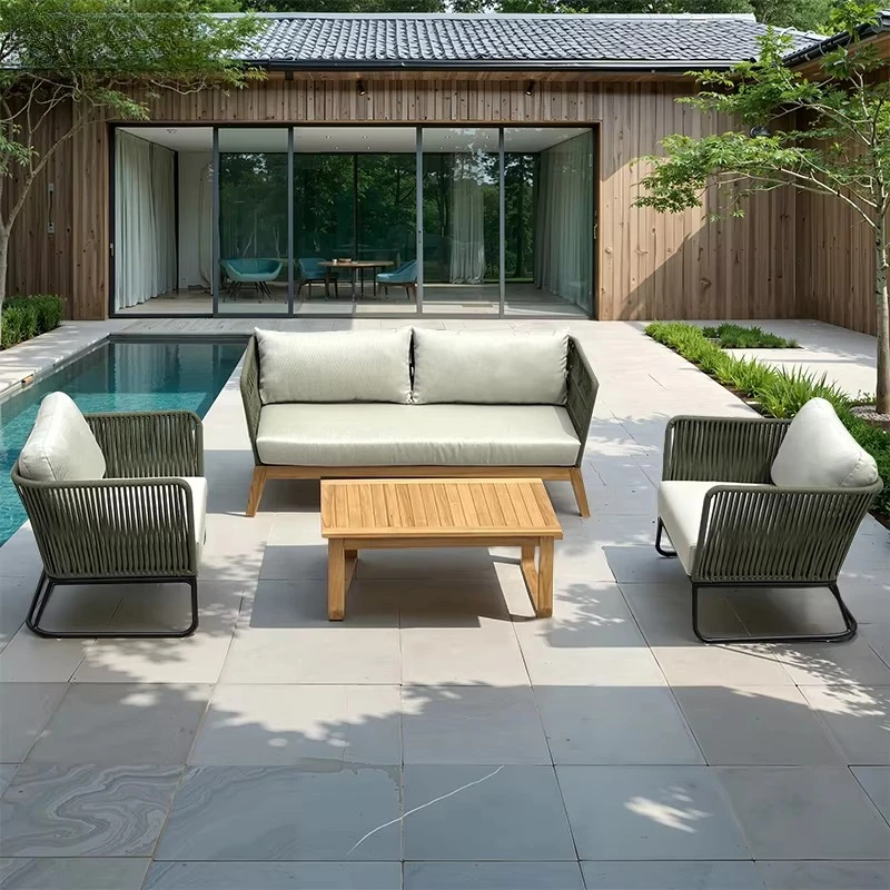 Luxury Outdoor Furniture Solid Wood Furniture Resort Rope Braided Teak Sofa
Luxury Outdoor Furniture Solid Wood Furniture Resort Rope Braided Teak Sofa