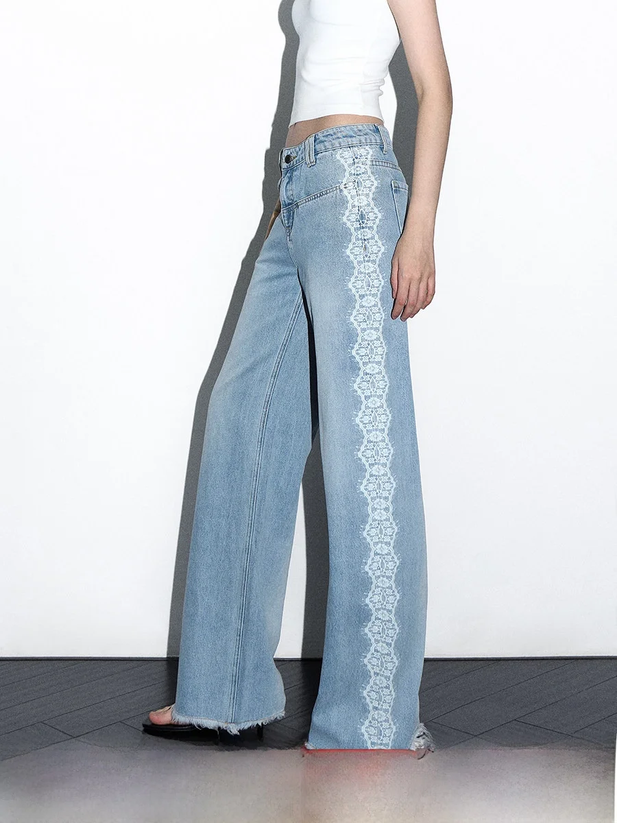 Джинсы прямого кроя Ourhour с кружевным принтом, женские, зимние, дизайнерские, длинные брюки, светло-голубые, хлопок, застежка на пуговицах на талии
Джинсы прямого кроя Ourhour с кружевным принтом, женские, зимние, дизайнерские, длинные брюки, светло-голубые, хлопок, застежка на пуговицах на талии