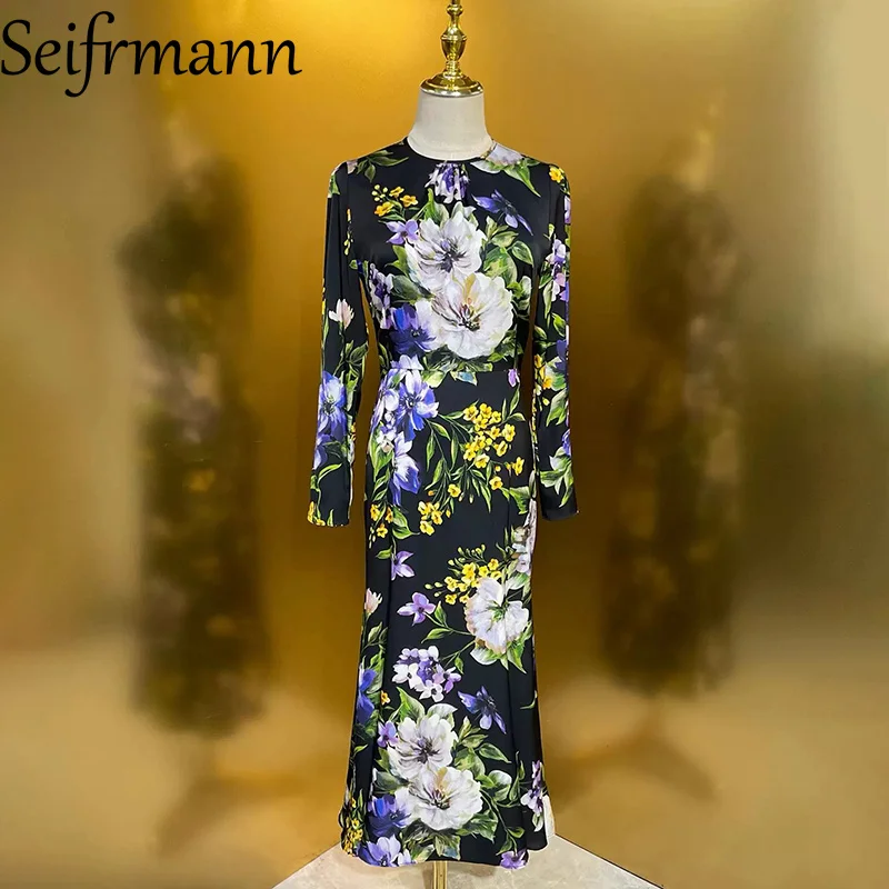 Seifrmann 2026 Summer Women's New Fashion Round Neck Long Sleeve Silk Printed Waist cinching Fish Tail Dress
Seifrmann 2026 Summer Women's New Fashion Round Neck Long Sleeve Silk Printed Waist cinching Fish Tail Dress
