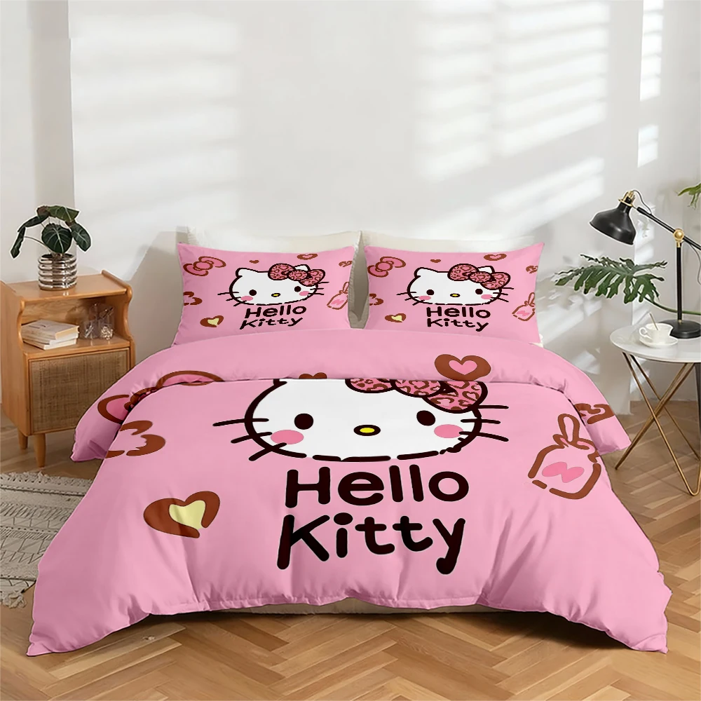 3-Piece High-Definition Digital Printed Bedding Set with Hello Kitty Pattern, Large Floral Design Duvet Cover Set, Includes 1 Duvet Cover + 2 Pillowcases, Suitable for Bedroom, Guest Room, Home Decoration, Polyester Fiber Duvet Cover + Pillowcases, Ultra-
3-Piece High-Definition Digital Printed Bedding Set with Hello Kitty Pattern, Large Floral Design Duvet Cover Set, Includes 1 Duvet Cover + 2 Pillowcases, Suitable for Bedroom, Guest Room, Home Decoration, Polyester Fiber Duvet Cover + Pillowcases, Ultra-