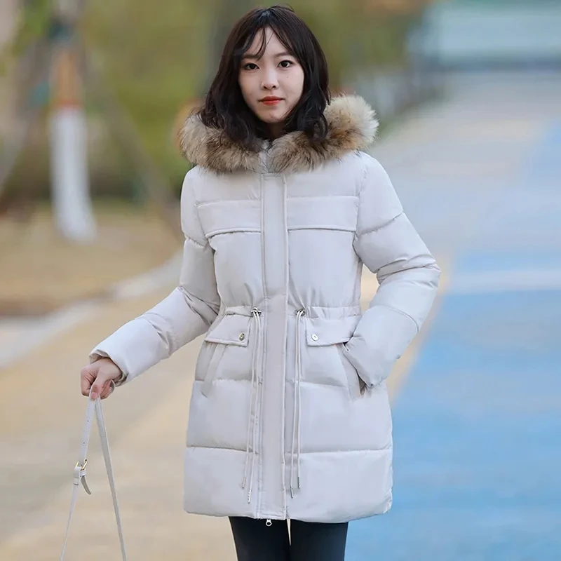 2024 Winter New Mid-Length Down Cotton-padded Jacket Women Overcoat Korean Fashion Slim Lace-Up Hooded Fur Collar Cotton Coat
2024 Winter New Mid-Length Down Cotton-padded Jacket Women Overcoat Korean Fashion Slim Lace-Up Hooded Fur Collar Cotton Coat