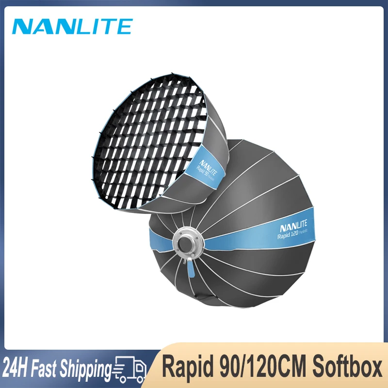 NANLITE Rapid 90/120CM Quick Release Deep Parabola Umbrella Softbox + Honeycomb Grid with Bowens Mount for Outdoor Photography
NANLITE Rapid 90/120CM Quick Release Deep Parabola Umbrella Softbox + Honeycomb Grid with Bowens Mount for Outdoor Photography