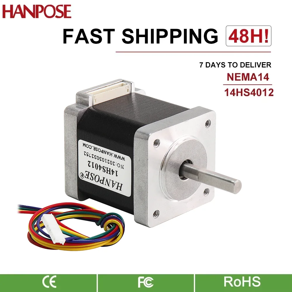 hanpose Nema14 Stepper Motor 4 lead 14HS4012 40MM 1.3A 0.22N.M 3.0V 14HS4012 for Motor in automatic feeder 35 stepper motor 12v
hanpose Nema14 Stepper Motor 4 lead 14HS4012 40MM 1.3A 0.22N.M 3.0V 14HS4012 for Motor in automatic feeder 35 stepper motor 12v