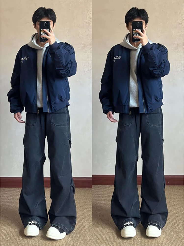 Black American High Street Micro Flared Jeans Men's Folded Cleanfit Paratrooper Workwear Long Pants Autumn Casual Jeans
Black American High Street Micro Flared Jeans Men's Folded Cleanfit Paratrooper Workwear Long Pants Autumn Casual Jeans