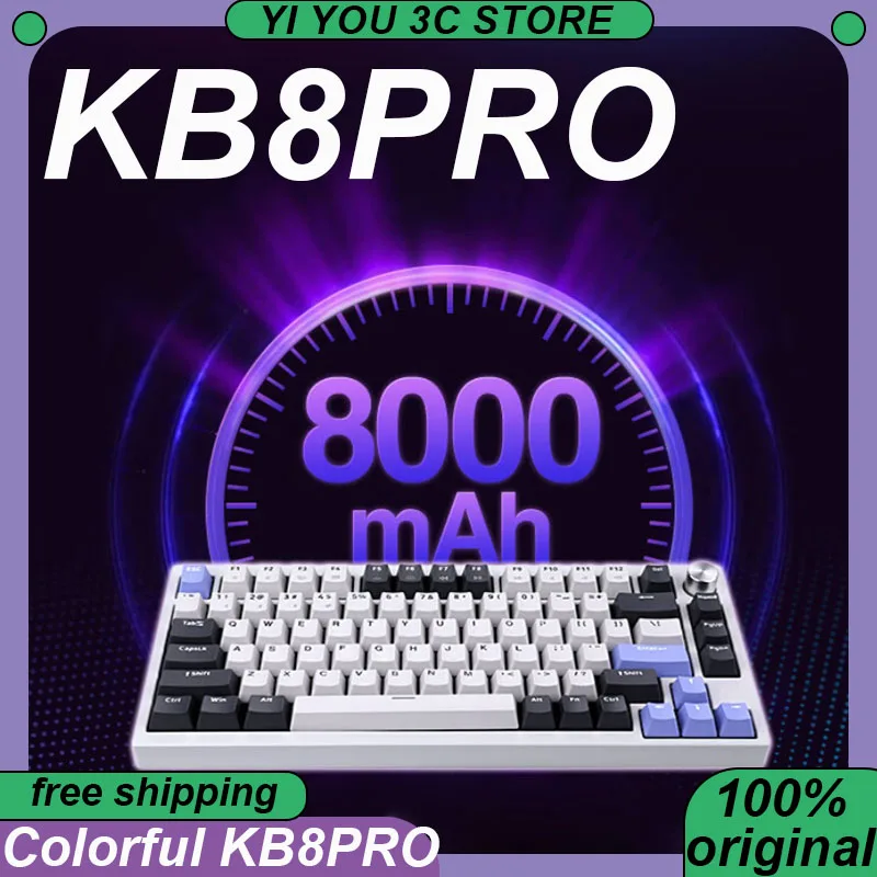 Colorful KB8PRO Esports Keybaord Wireless Tri-mode Aluminum Alloy Mechanical 8000mAh Hot Swap Gasket Custom PC Gaming Keybaords
Colorful KB8PRO Esports Keybaord Wireless Tri-mode Aluminum Alloy Mechanical 8000mAh Hot Swap Gasket Custom PC Gaming Keybaords