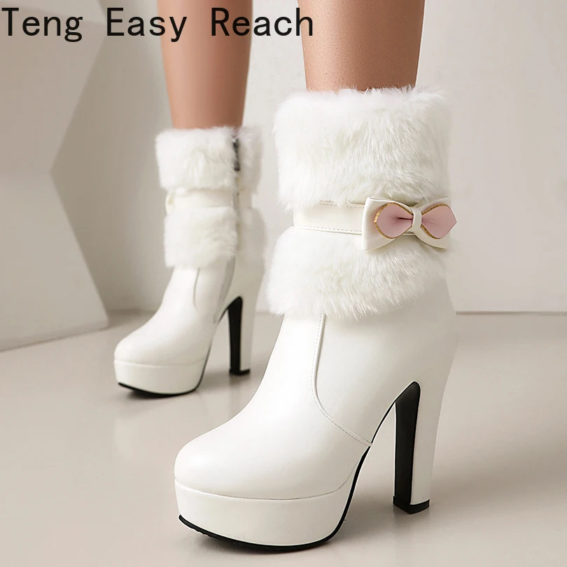 Fur Splicing PU Bow Side Zipper Winter Snow Boots Round Toe Platform Ultra-High Thick Heel Winter New Warm Mid-Calf Boots
Fur Splicing PU Bow Side Zipper Winter Snow Boots Round Toe Platform Ultra-High Thick Heel Winter New Warm Mid-Calf Boots