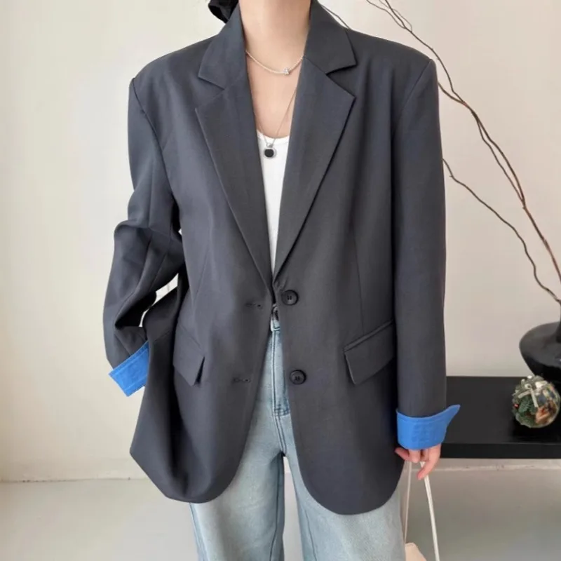 SuperAen Korean Style Contrast Color Long-sleeved Patchwork Suit Women's 2025 Spring New Loose Double-breasted Blazer
SuperAen Korean Style Contrast Color Long-sleeved Patchwork Suit Women's 2025 Spring New Loose Double-breasted Blazer