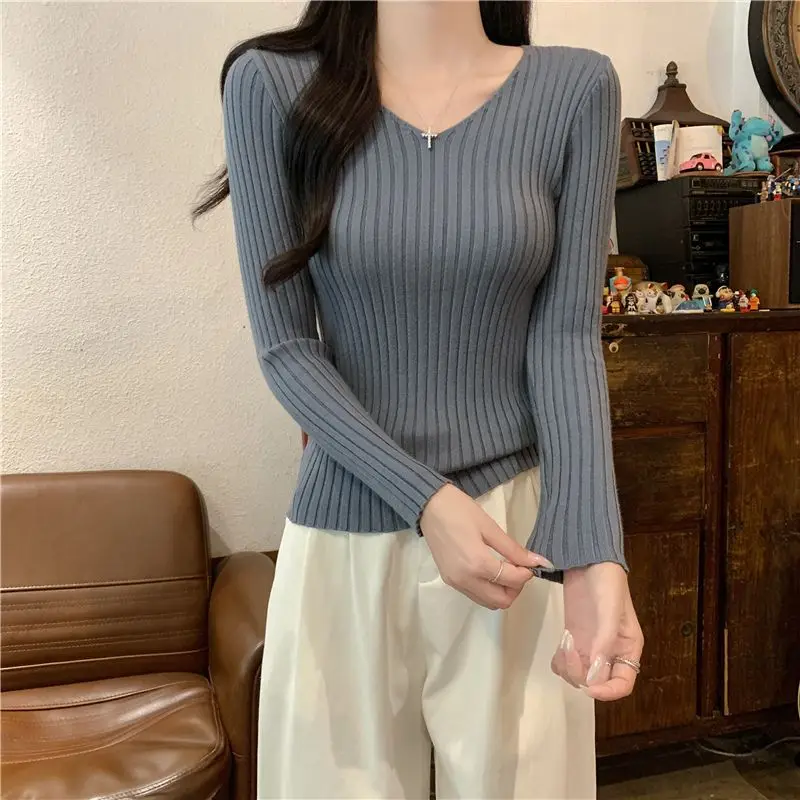 Spring Autumn Long Sleeve Knitted Base Shirt Women's Simple Style Inner Wear Color Knitwear V-Neck Regular Fit Polyeste...
Spring Autumn Long Sleeve Knitted Base Shirt Women's Simple Style Inner Wear Color Knitwear V-Neck Regular Fit Polyeste...