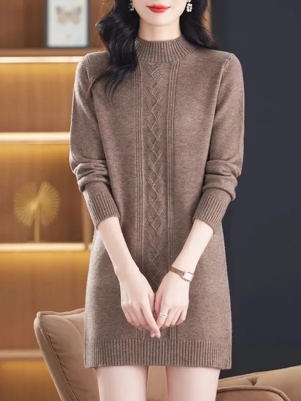 Korean Sle Loose f High Ne Knitted Top Women's Autumn Winter New Faionable Base Layer irt Medium Length Knit Dr
Korean Sle Loose f High Ne Knitted Top Women's Autumn Winter New Faionable Base Layer irt Medium Length Knit Dr