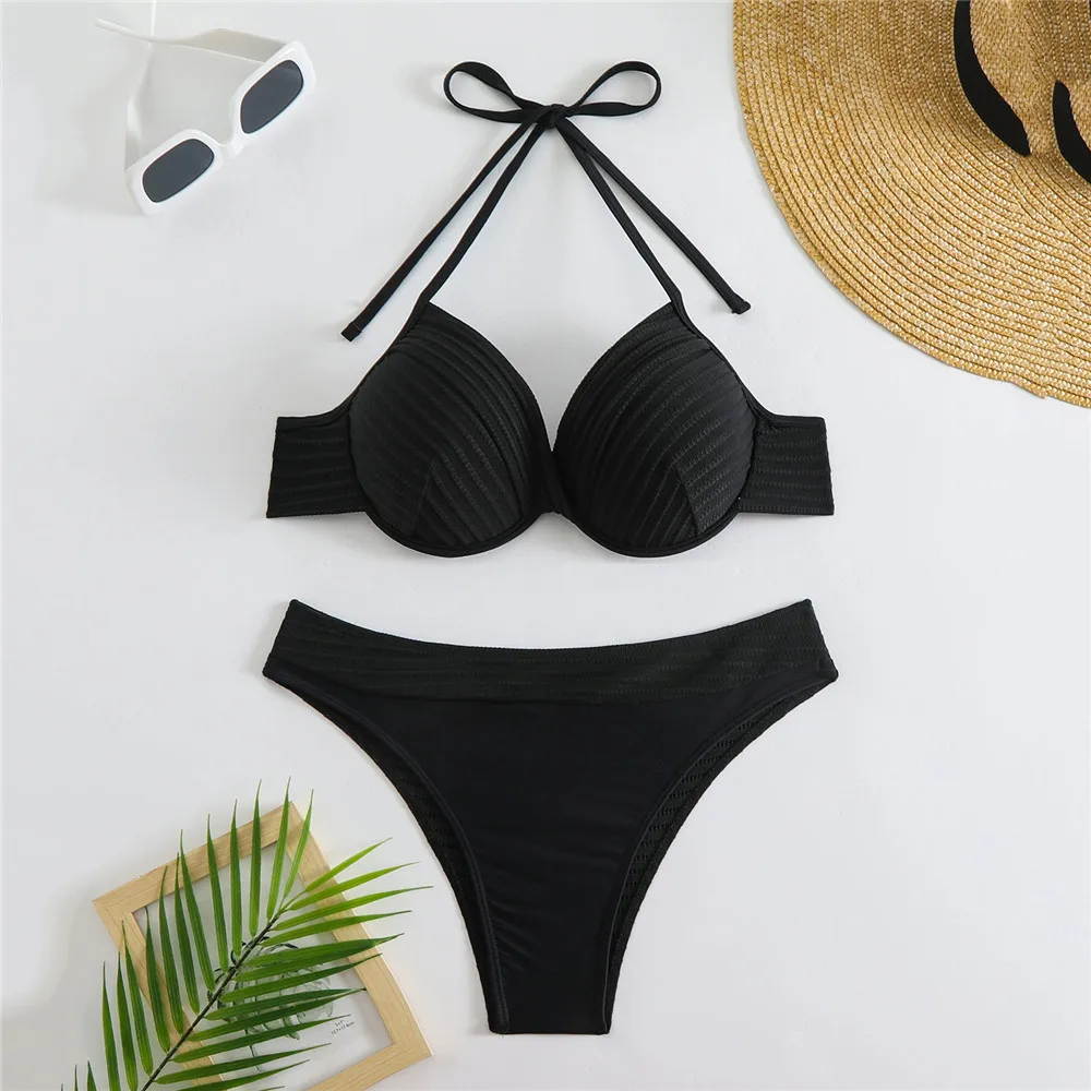Сексуальный купальник, черный бикини с высокой талией, пуш-ап, 2025, женский купальник с лямкой на шее, купальный костюм, комплекты бикини Mujer
Сексуальный купальник, черный бикини с высокой талией, пуш-ап, 2025, женский купальник с лямкой на шее, купальный костюм, комплекты бикини Mujer