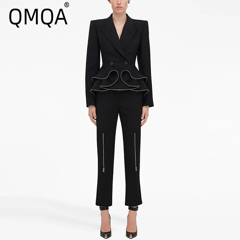 QMQA Fashion Women's Two Piece Set Notched Collar Long Sleeve Blazer High Waist Patchwork Zipper Pant Slimming Sets Female 1A698
QMQA Fashion Women's Two Piece Set Notched Collar Long Sleeve Blazer High Waist Patchwork Zipper Pant Slimming Sets Female 1A698