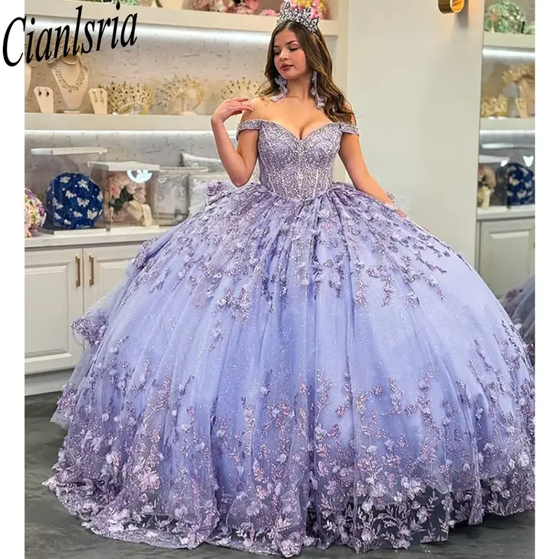 Сиреневое кружевное платье Quinceanera с открытыми плечами и блестками, бальное платье с бисером и хрустальными оборками, сладкое 15-е годы, мексиканское индивидуальное платье
Сиреневое кружевное платье Quinceanera с открытыми плечами и блестками, бальное платье с бисером и хрустальными оборками, сладкое 15-е годы, мексиканское индивидуальное платье