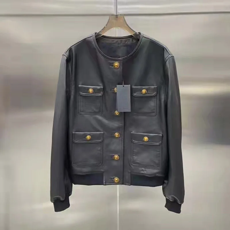 Women Coat Spring Original Short Length 2023 New Arrival Import Sheepskin Jacket Soft Clothes O-Neck Collar Vintage Buttons
Women Coat Spring Original Short Length 2023 New Arrival Import Sheepskin Jacket Soft Clothes O-Neck Collar Vintage Buttons