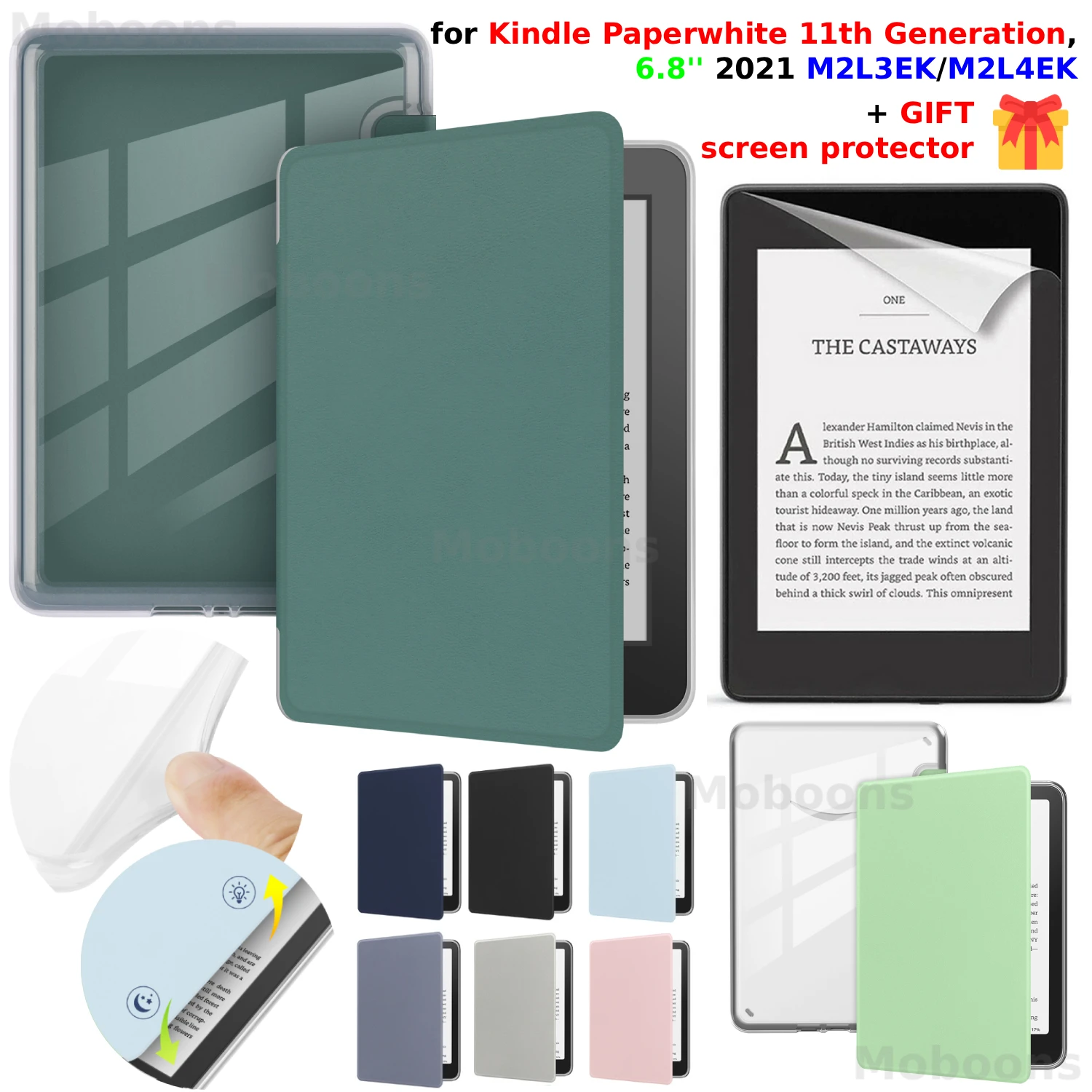 For Kindle Paperwhite 11th Gen Case + Screen Protector 6.8" M2L3EK/M2L4EK 2021 Transparent Acrylic TPU Case Sleep/Wake Funda
For Kindle Paperwhite 11th Gen Case + Screen Protector 6.8" M2L3EK/M2L4EK 2021 Transparent Acrylic TPU Case Sleep/Wake Funda