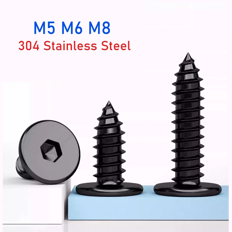 Black 304 Stianless Steel Self-Tapping Wood Screws M5 M6 M8 Super Ultra Thin Hex Socket Flat Head Screw
Black 304 Stianless Steel Self-Tapping Wood Screws M5 M6 M8 Super Ultra Thin Hex Socket Flat Head Screw