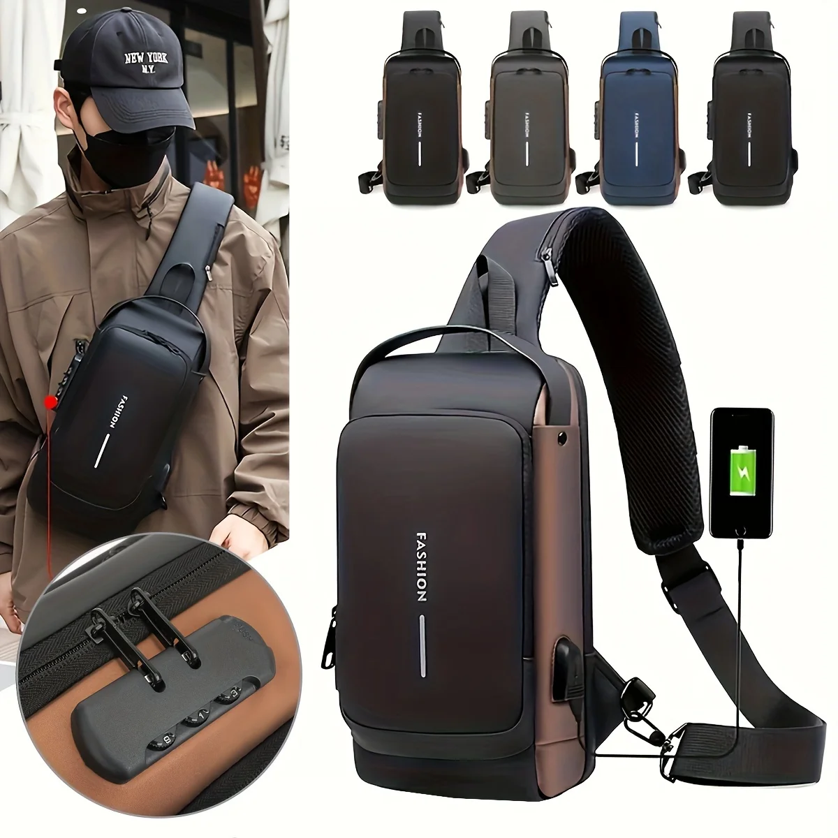 Password Lock Anti-Theft Men's Bag Men's Chest Bag Casual Sports Small Backpack Shoulder Crossbody Bag Motorcycle Bag
Password Lock Anti-Theft Men's Bag Men's Chest Bag Casual Sports Small Backpack Shoulder Crossbody Bag Motorcycle Bag