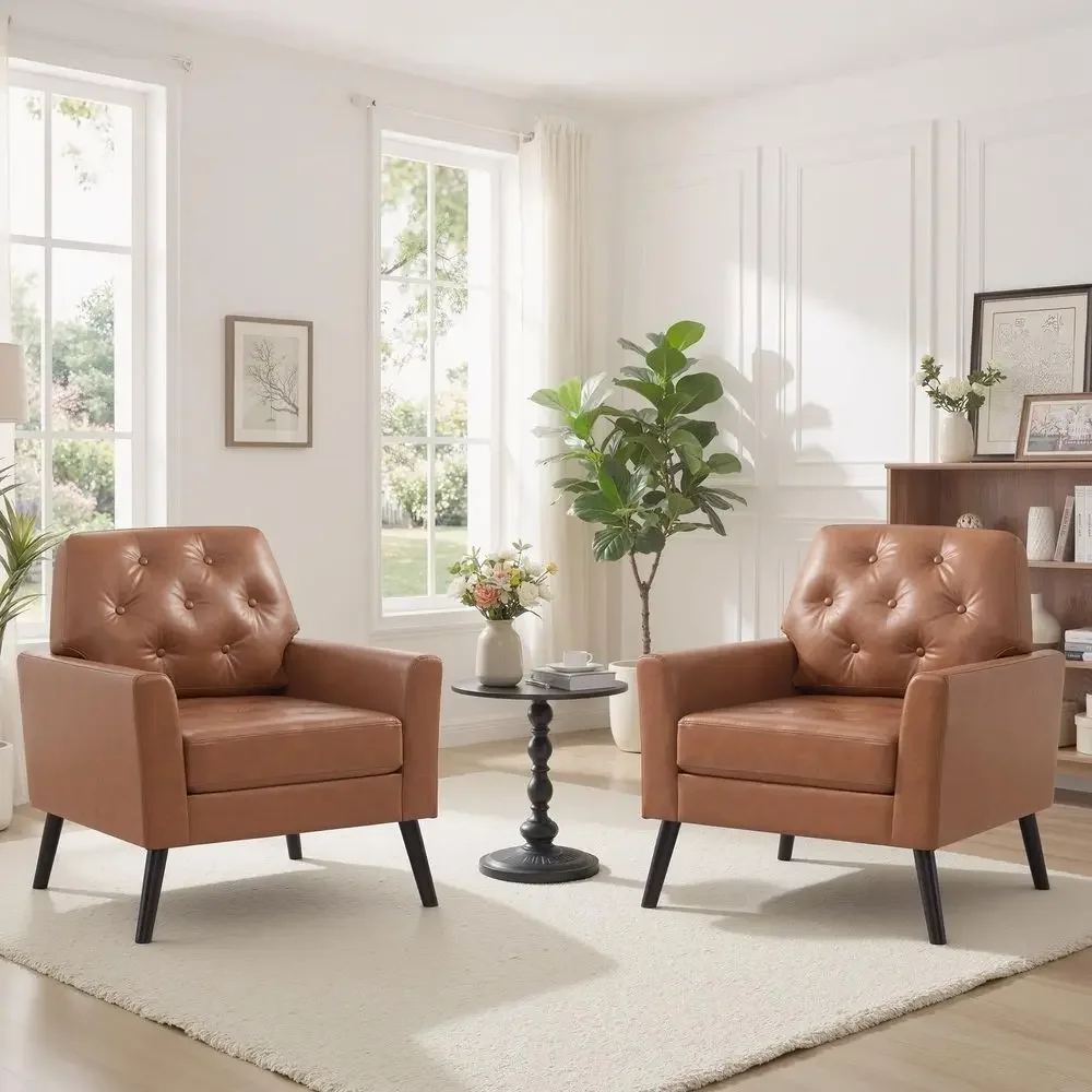 Chair Set of 2, Mid Century Modern Living Room Chairs, Upholstered Armchair with Tufted Back amp Wood Legs, Single Sofa Reading
Chair Set of 2, Mid Century Modern Living Room Chairs, Upholstered Armchair with Tufted Back amp Wood Legs, Single Sofa Reading