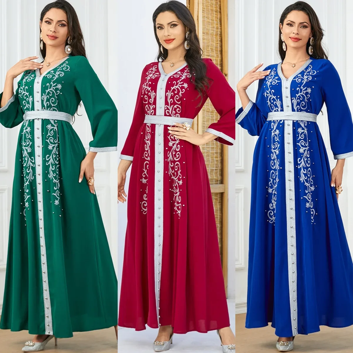 Morocco Dubai Embroidery Abaya Beaded Muslim Women Maxi Dress Islamic Clothing Arab Turkey Kaftan Eid Ramadan Djellaba Vestidos
Morocco Dubai Embroidery Abaya Beaded Muslim Women Maxi Dress Islamic Clothing Arab Turkey Kaftan Eid Ramadan Djellaba Vestidos