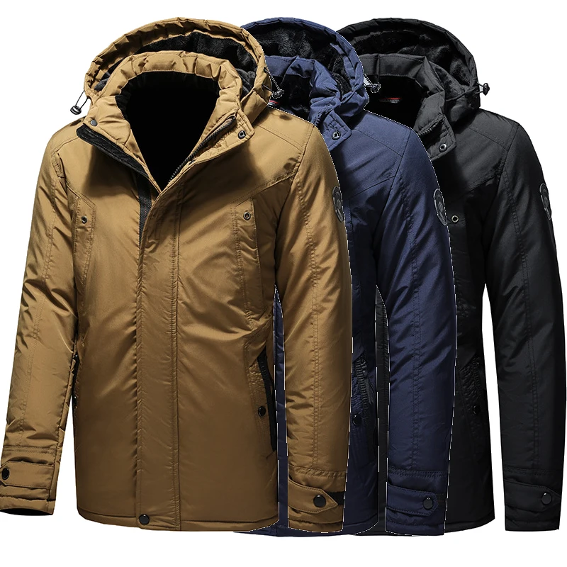Oversize Plush Thick Men's Warm Jacket Hooded Solid Color Multiple Pockets Parkas Windproof Waterprrof Winter Loose Fitting Coat
Oversize Plush Thick Men's Warm Jacket Hooded Solid Color Multiple Pockets Parkas Windproof Waterprrof Winter Loose Fitting Coat