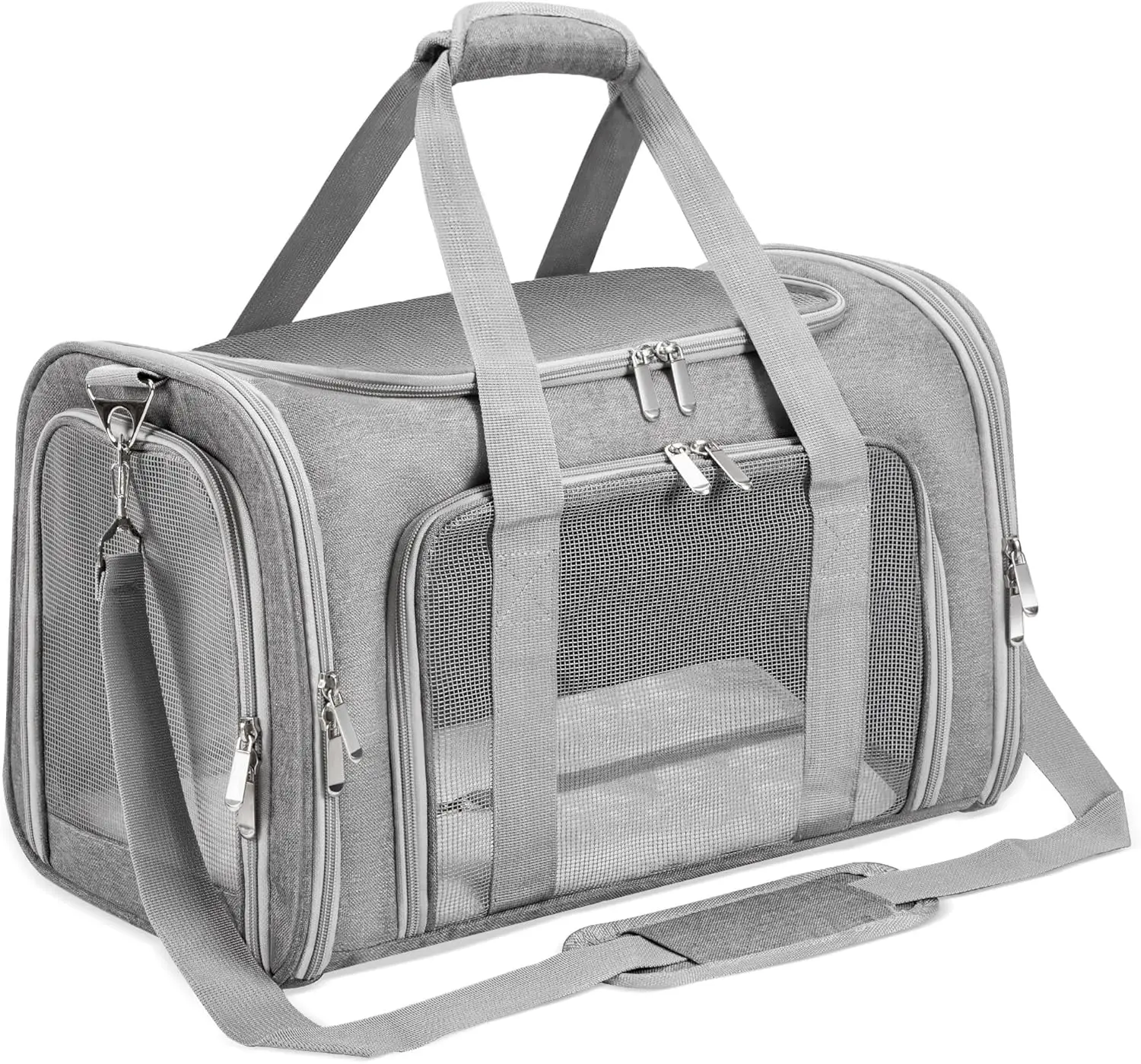 Soft-Sided Cat/Dog/Pet Carrier, Collapsible Pets Travel Carriers for Big Cats/Small Dogs with Shoulder Strap & Removable Mat, Mesh Puppy Carry Bag, Up to 16 Lbs, TSA Airline Approved(Gray)
Soft-Sided Cat/Dog/Pet Carrier, Collapsible Pets Travel Carriers for Big Cats/Small Dogs with Shoulder Strap & Removable Mat, Mesh Puppy Carry Bag, Up to 16 Lbs, TSA Airline Approved(Gray)