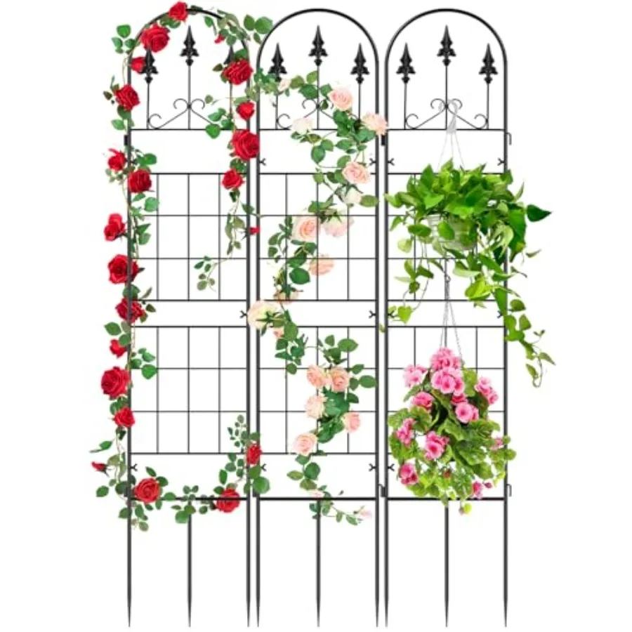 3 Packs Metal Garden Trellis for Climbing Plants 65.3'' x 40'' Rustproof Metal Garden Flower Rose Trellis, Outdoor Climbing Cle
3 Packs Metal Garden Trellis for Climbing Plants 65.3'' x 40'' Rustproof Metal Garden Flower Rose Trellis, Outdoor Climbing Cle