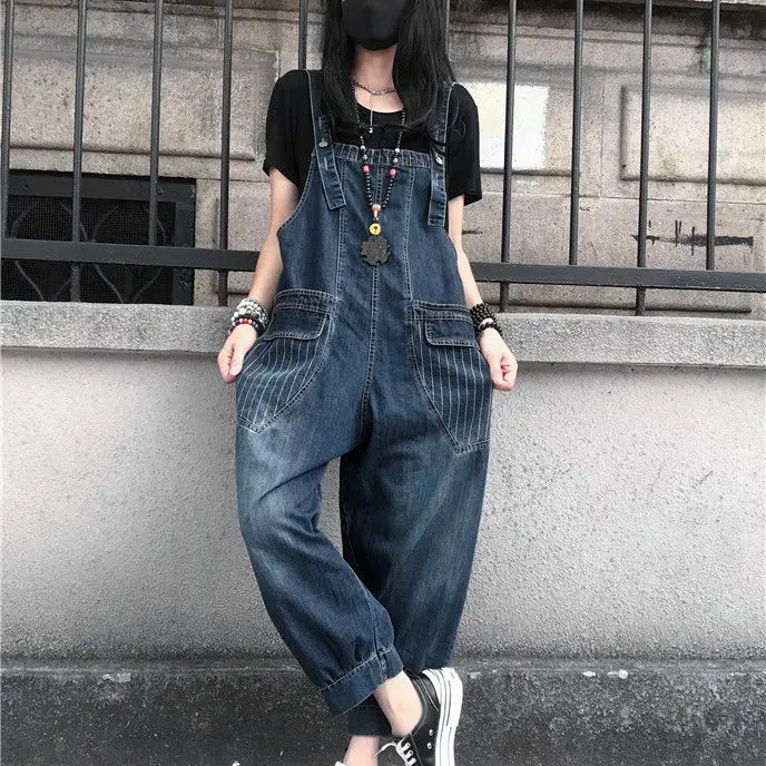 Women'S Jumpsuits Jeans Long Overalls Artistic Wash Woman'S Braces Personalized Bleached Stripes Professional Westernstyle
Women'S Jumpsuits Jeans Long Overalls Artistic Wash Woman'S Braces Personalized Bleached Stripes Professional Westernstyle