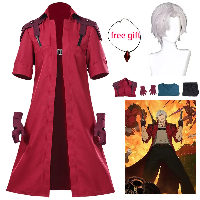 Dante Cosplay DMC 5 Dante Wig Uniform Costumes Disguise for Men Long Windbreaker Gloves Roleplay Outfits Halloween Carnival Suit
Dante Cosplay DMC 5 Dante Wig Uniform Costumes Disguise for Men Long Windbreaker Gloves Roleplay Outfits Halloween Carnival Suit