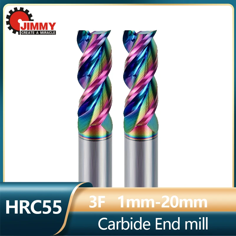 JIMMY HRC55 Tungsten Steel 3 Flute Milling Cutter Carbide End Mill Cnc Colorful Coating Milling Tools
JIMMY HRC55 Tungsten Steel 3 Flute Milling Cutter Carbide End Mill Cnc Colorful Coating Milling Tools