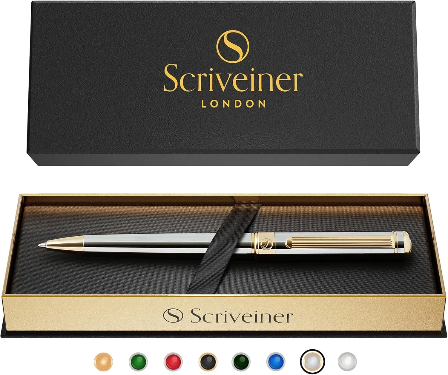 Luxury Silver Chrome Ballpoint Pen with Gold Plating, Schmidt Refill, Executive Gift Set for Men and Women
Luxury Silver Chrome Ballpoint Pen with Gold Plating, Schmidt Refill, Executive Gift Set for Men and Women
