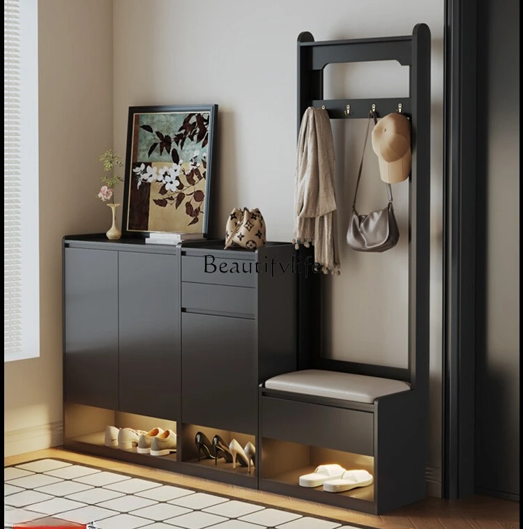 Minimalist shoe cabinet, integrated hanger, entrance entrance to the home, coat rack against the wall storage cabinet
Minimalist shoe cabinet, integrated hanger, entrance entrance to the home, coat rack against the wall storage cabinet