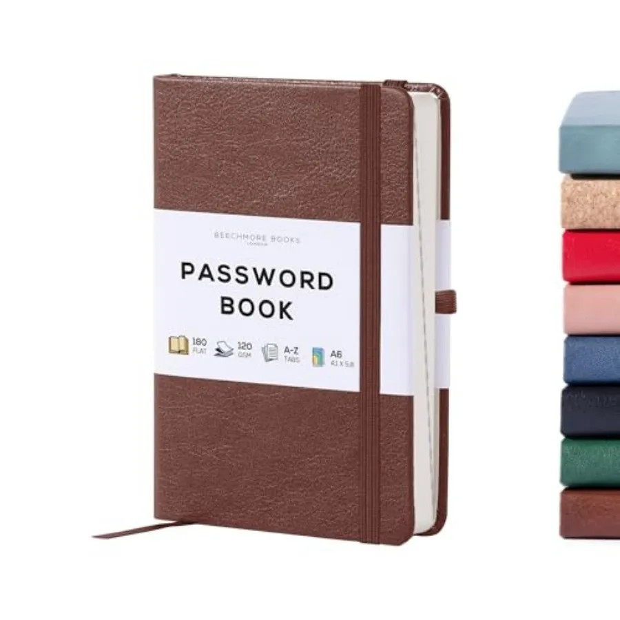 A6 Password Keeper Book with Alphabetical Tabs - 4.1x5.8" Vegan Leather Hardcover Passcode Book with 120gsm Pages for Internet
A6 Password Keeper Book with Alphabetical Tabs - 4.1x5.8" Vegan Leather Hardcover Passcode Book with 120gsm Pages for Internet
