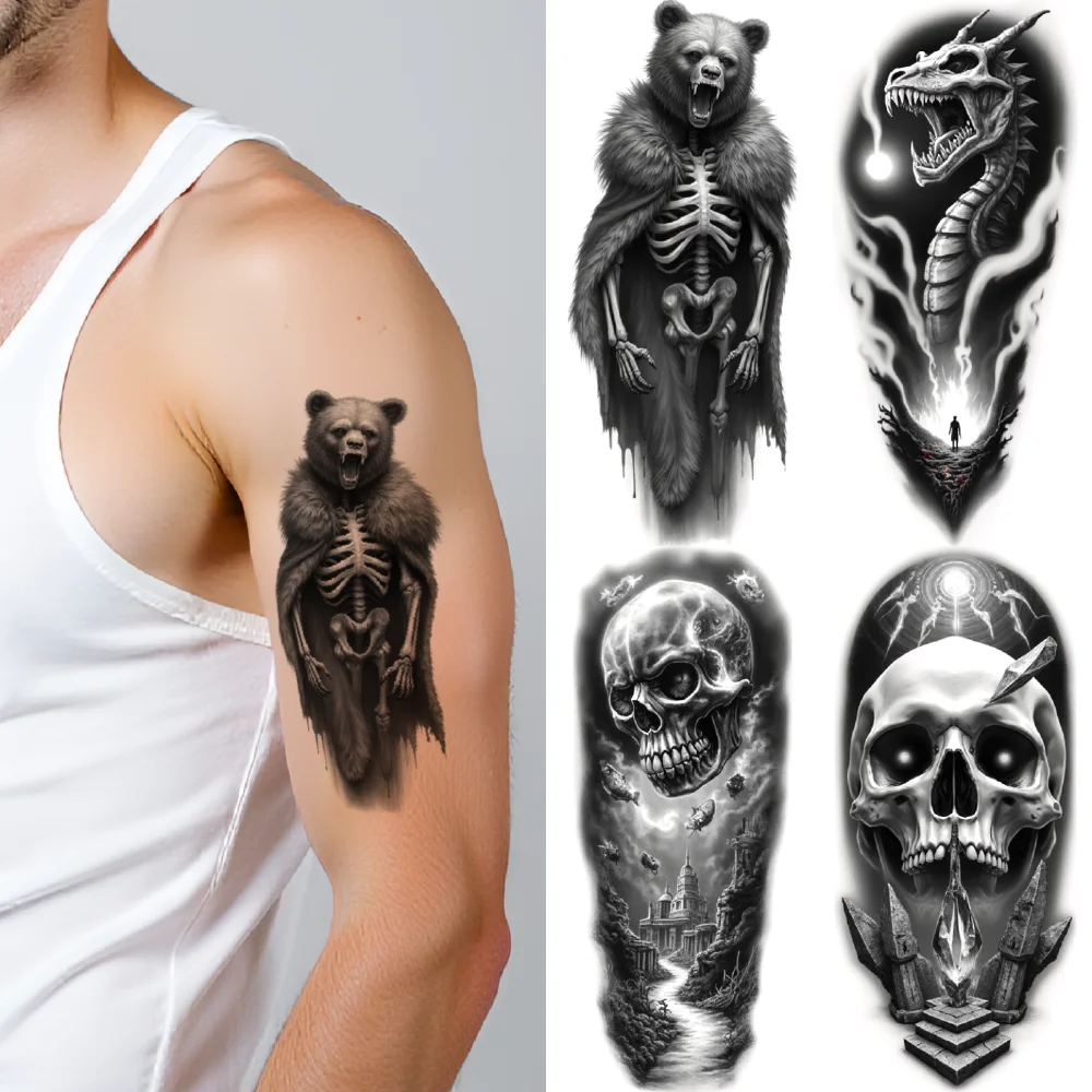 3pcs Temporary Tattoo Realistic Temporary Tattoos Grim Reaper Dragon Head Hooded Skull For Women Adults Arms
3pcs Temporary Tattoo Realistic Temporary Tattoos Grim Reaper Dragon Head Hooded Skull For Women Adults Arms