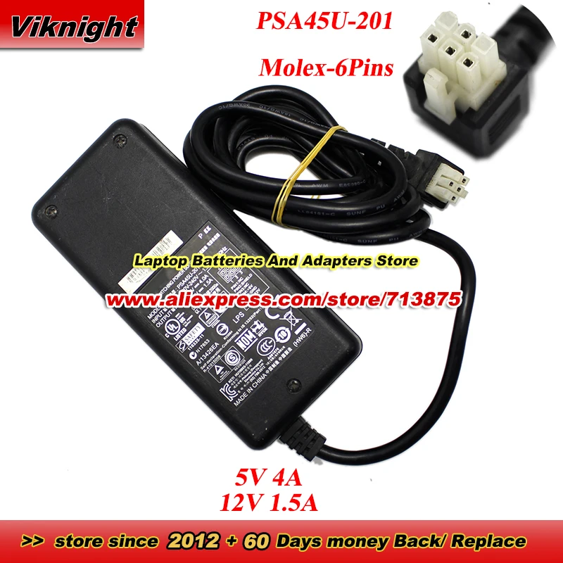 Блок питания PSA45U-201 AC, 12В 1.5А, 5В 4А, с разъемом Molex-6Pins
Блок питания PSA45U-201 AC, 12В 1.5А, 5В 4А, с разъемом Molex-6Pins