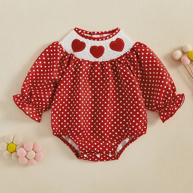 Tregren Newborn Infant Baby Girls Rompers Valentine's Day Clothes Dot Print Heart Embroidered Long Sleeve Bodysuits Jumpsuit
Tregren Newborn Infant Baby Girls Rompers Valentine's Day Clothes Dot Print Heart Embroidered Long Sleeve Bodysuits Jumpsuit