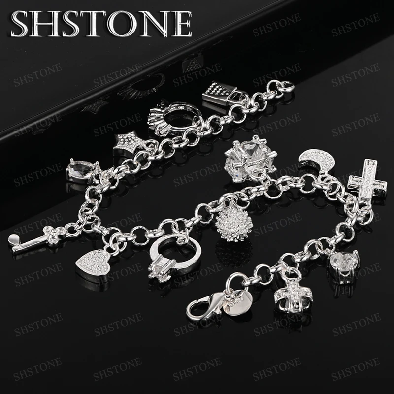 Fashion 925 sterling silver Bracelet Pendant For Women Man Charm Jewelry Engagement Wedding Party Birthday Gift Accessories
Fashion 925 sterling silver Bracelet Pendant For Women Man Charm Jewelry Engagement Wedding Party Birthday Gift Accessories