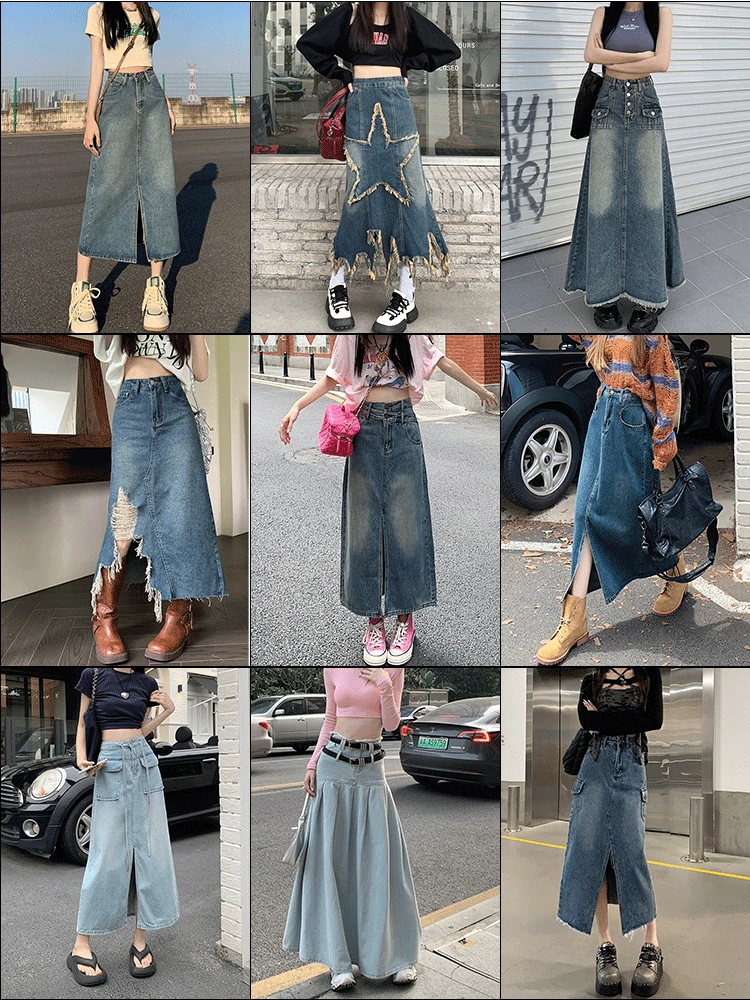 Blue Denim Long Skirt High Waist Pocket A-Line Jeans Maxi Skirts 2023 New Y2k Style Korean Casual Streetwear Women's Skirt
Blue Denim Long Skirt High Waist Pocket A-Line Jeans Maxi Skirts 2023 New Y2k Style Korean Casual Streetwear Women's Skirt