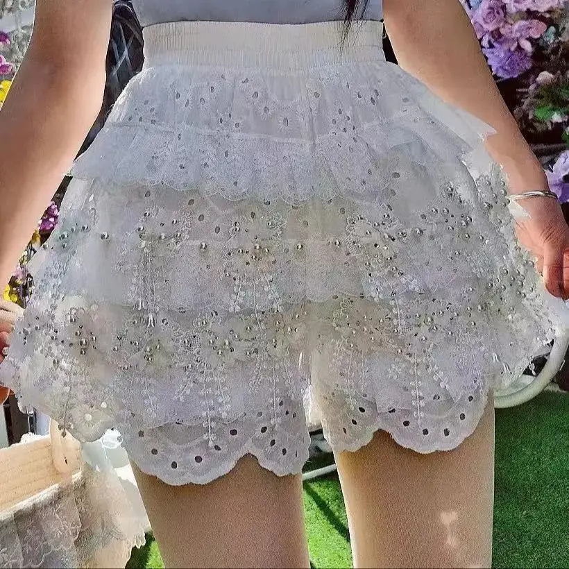 Luxury Style Pearls Beading Tassel Stitch Pantalones Cortos Lace Shorts Women's Short Pants Elastic Waist Short Trousers
Luxury Style Pearls Beading Tassel Stitch Pantalones Cortos Lace Shorts Women's Short Pants Elastic Waist Short Trousers