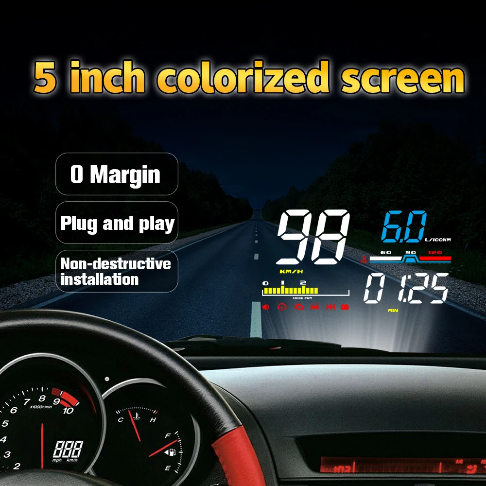 Проектор на лобовое стекло OBD2 D5000 EOBD: Спидометр, тахометр, сигнализация превышения скорости, LED-аксессуар, электронный ЖК-дисплей HUD
Проектор на лобовое стекло OBD2 D5000 EOBD: Спидометр, тахометр, сигнализация превышения скорости, LED-аксессуар, электронный ЖК-дисплей HUD