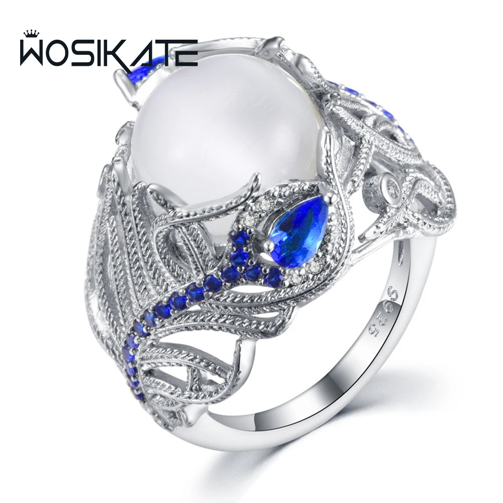 WOSIKATE Luxury Moonstone Flower Ring For Women 925 Sterling Silver Engagement Ring Fashion Jewellery Sapphire Finger Ring
WOSIKATE Luxury Moonstone Flower Ring For Women 925 Sterling Silver Engagement Ring Fashion Jewellery Sapphire Finger Ring