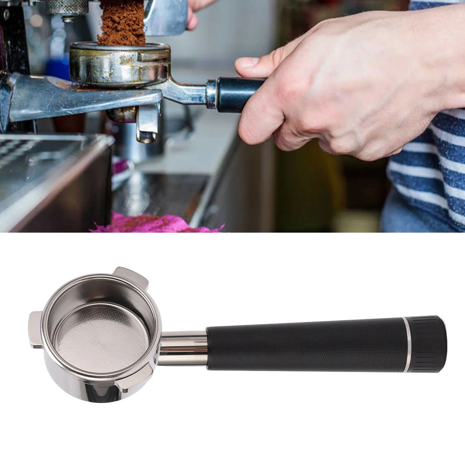 Coffee Portafilter Stainless Steel Bottomless 54mm 3 Ears Coffee Machine Accessories for Breville 8 Series Black/White
Coffee Portafilter Stainless Steel Bottomless 54mm 3 Ears Coffee Machine Accessories for Breville 8 Series Black/White