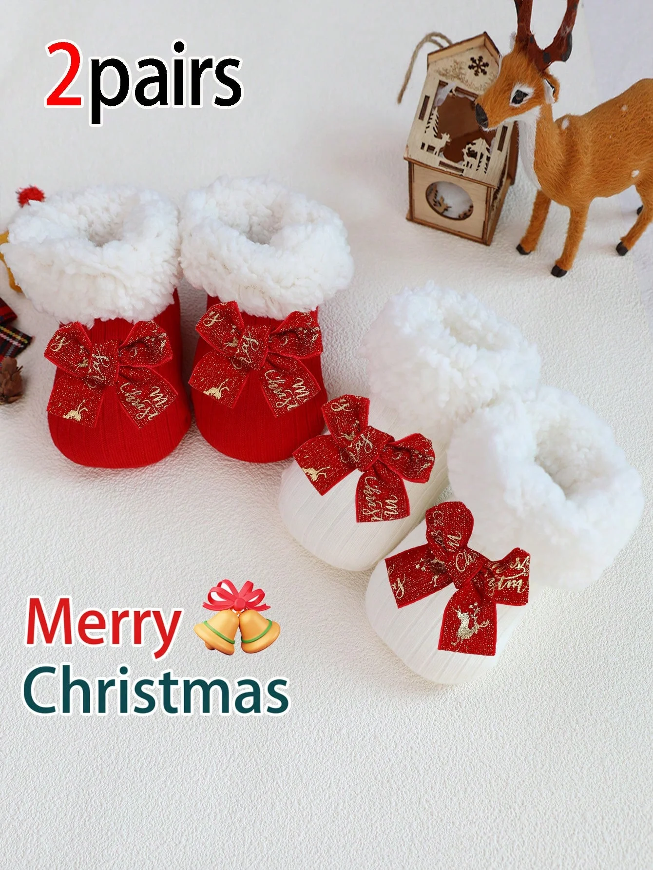 2 Pairs of Baby Christmas Bow Decorated Lambskin Warm Short Socks, with Non-Slip Glue Design for Babies to Walk Indoors in Winter
2 Pairs of Baby Christmas Bow Decorated Lambskin Warm Short Socks, with Non-Slip Glue Design for Babies to Walk Indoors in Winter