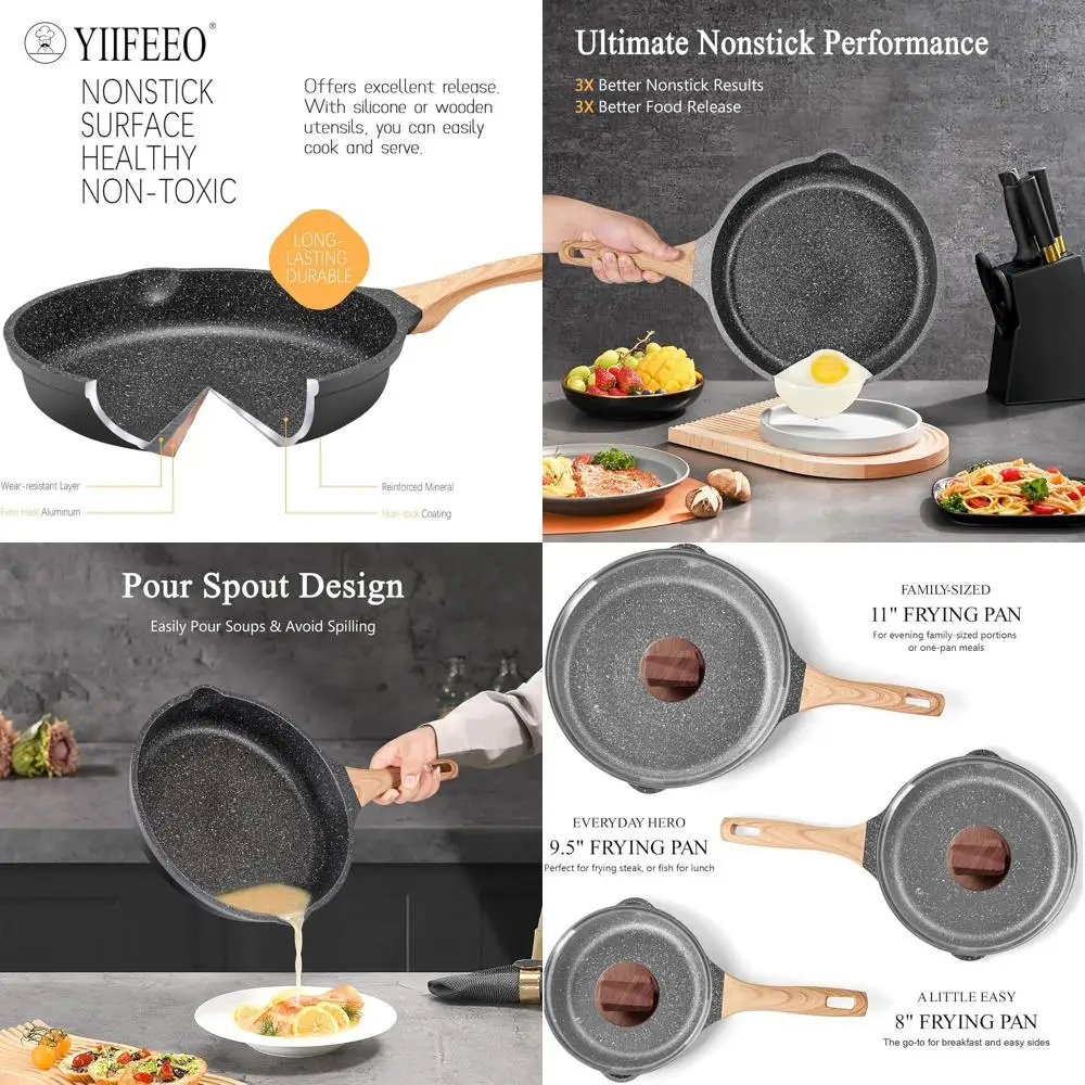Non-Stick Granite Pan Set with Lids, Cookware for Eggs and Omelettes, Compatible with All Stovetops, PFOA-Free, Ideal Gift
Non-Stick Granite Pan Set with Lids, Cookware for Eggs and Omelettes, Compatible with All Stovetops, PFOA-Free, Ideal Gift