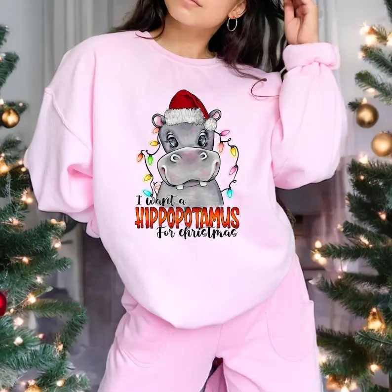 I Want A Hippopotamus For Christmas Sweatshirt Lights Sweater Xmas Party Family Gift Cartoons pattern autumn and winter Pullover
I Want A Hippopotamus For Christmas Sweatshirt Lights Sweater Xmas Party Family Gift Cartoons pattern autumn and winter Pullover