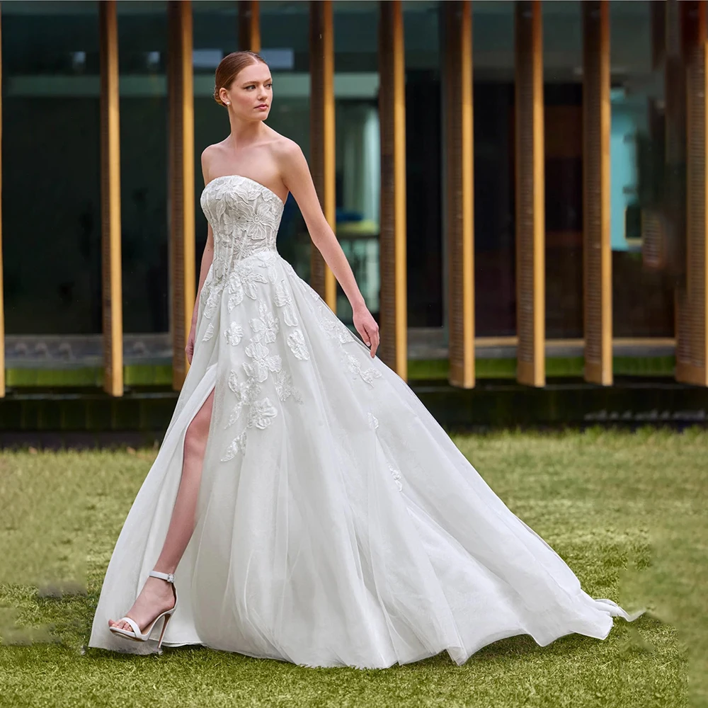 Свадебное платье без бретелек с аппликациями, элегантное, без рукавов, для невесты, нарядное, для торжественных свадебных церемоний
Свадебное платье без бретелек с аппликациями, элегантное, без рукавов, для невесты, нарядное, для торжественных свадебных церемоний