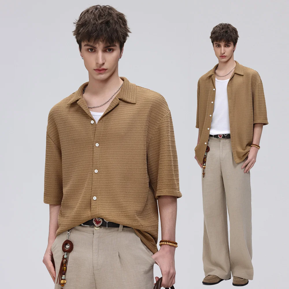 Knitted Shirt Men Women Summer Vintage Fashion Loose Casual Short Sleeve Beach Shirts Cardigan Women Streetwear Vacation Blouses
Knitted Shirt Men Women Summer Vintage Fashion Loose Casual Short Sleeve Beach Shirts Cardigan Women Streetwear Vacation Blouses