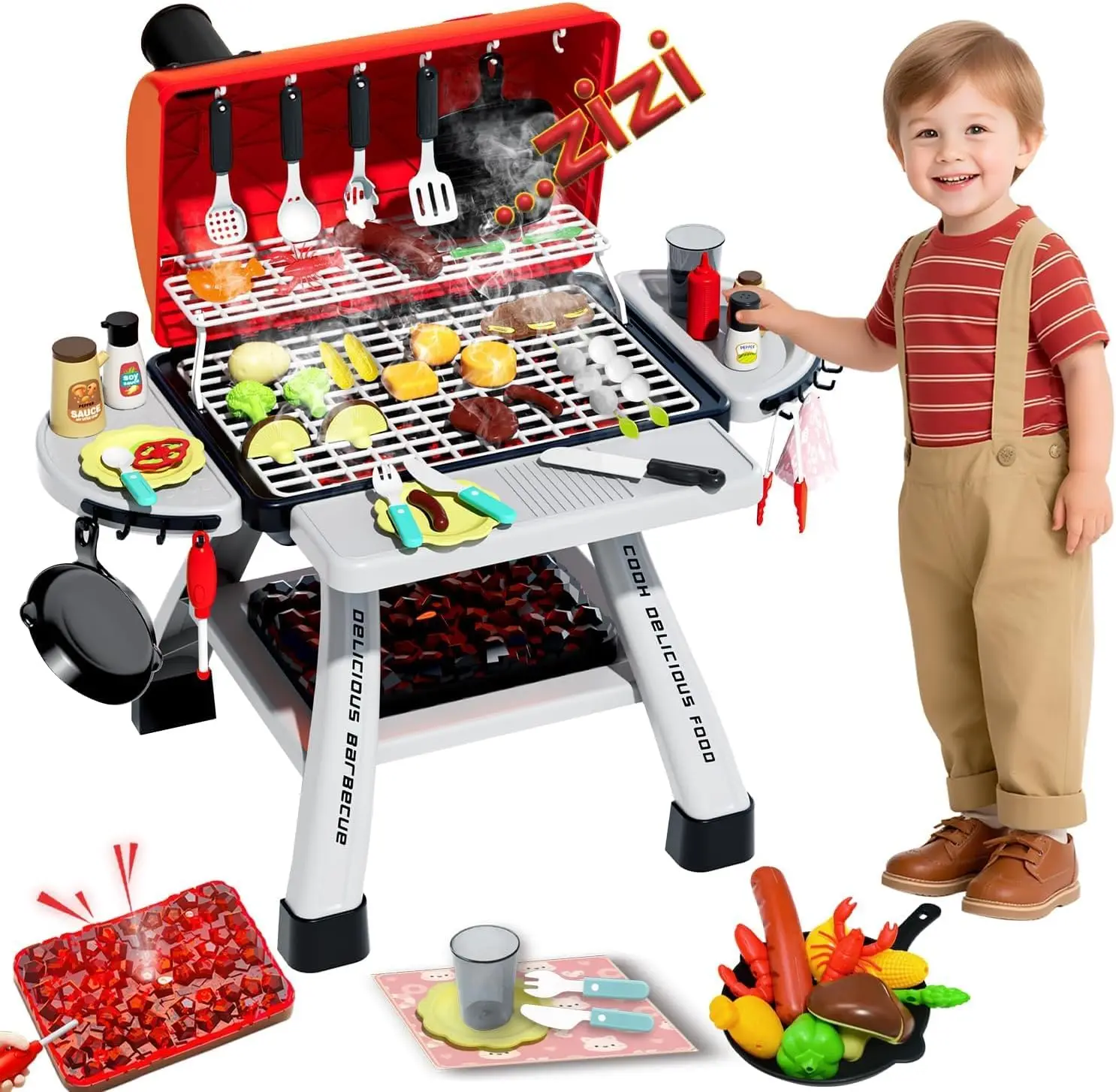 Kids BBQ Grill Playset Play Kitchen Toys with Smoke Sound & Light Pretend Play Food for Toddlers Camping Cooking Birthday Gifts
Kids BBQ Grill Playset Play Kitchen Toys with Smoke Sound & Light Pretend Play Food for Toddlers Camping Cooking Birthday Gifts