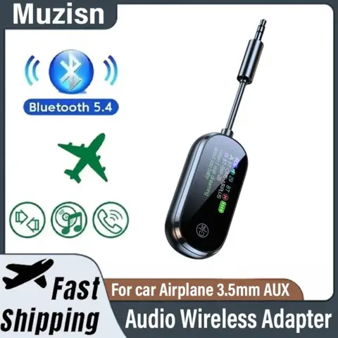 2 In 1 Bluetooth 5.4 3.5mm AUX Airplane Audio Wireless Adapter Mic For TV PC Headphone Car Aircraft Transmitter Receiver Stereo