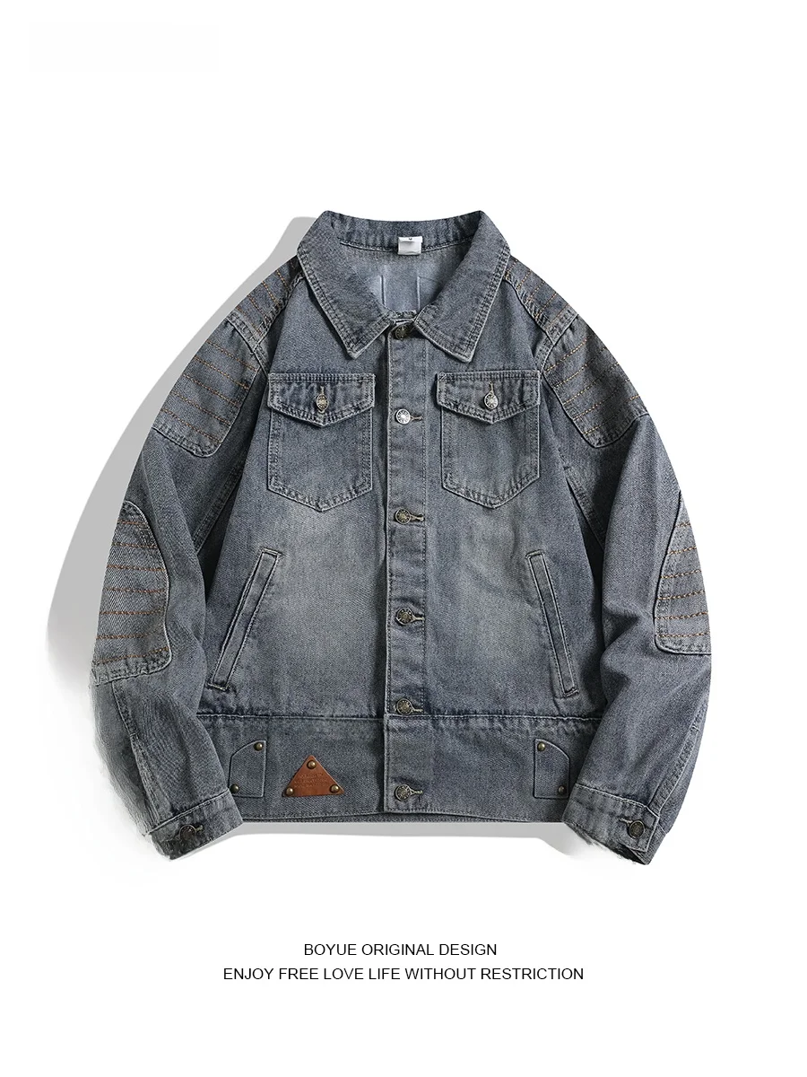 Boyue American Retro Motorcycle Denim Jaet ex Faded Design Versatile Workwear Coat Youth Casual Cotton Polyester Blend
Boyue American Retro Motorcycle Denim Jaet ex Faded Design Versatile Workwear Coat Youth Casual Cotton Polyester Blend