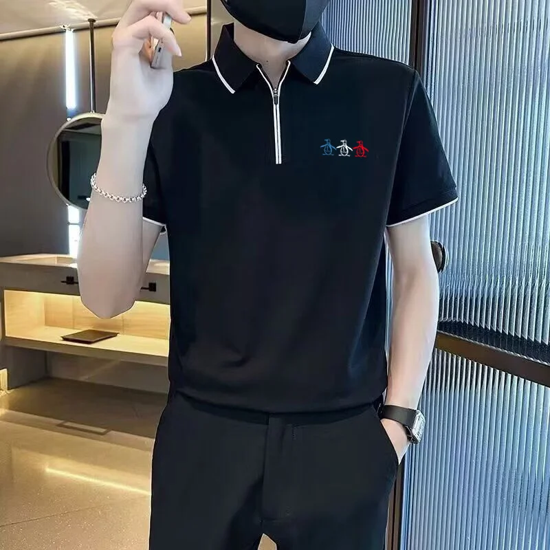 Men's Half Zipper Penguin Golf Polo Shirt Summer Lapel Short-sleeved T-shirt Fashionable Youth Elegant Top Men Golf Clothing
Men's Half Zipper Penguin Golf Polo Shirt Summer Lapel Short-sleeved T-shirt Fashionable Youth Elegant Top Men Golf Clothing