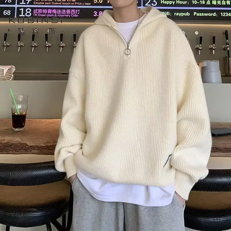 2025 Autumn New Korean Men's Half-zip Hooded Sweater Winter Japanese Fashion Harajuku Loose Knitted Casual Hooded Pullovers
2025 Autumn New Korean Men's Half-zip Hooded Sweater Winter Japanese Fashion Harajuku Loose Knitted Casual Hooded Pullovers